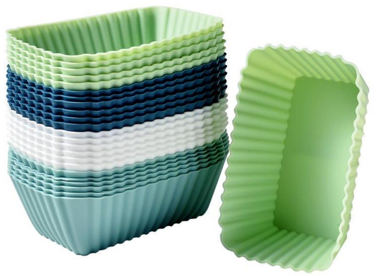 Taartvormpjes - 8*5*3 cm - Set van 24 - Siliconen taartvormpjes - Bakvormen - Antiaanbaklaag - Geschikt voor het maken van muffins, taarten, gebak en pudding - Herbruikbare muffinvormpjes - Geschikt voor ovens en airfryers - Rechthoek — afbeelding 1