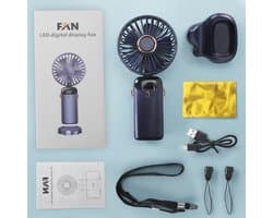 Draagbare USB Oplaadbare Handventilator met 5 Snelheden en 5000mAh Batterij