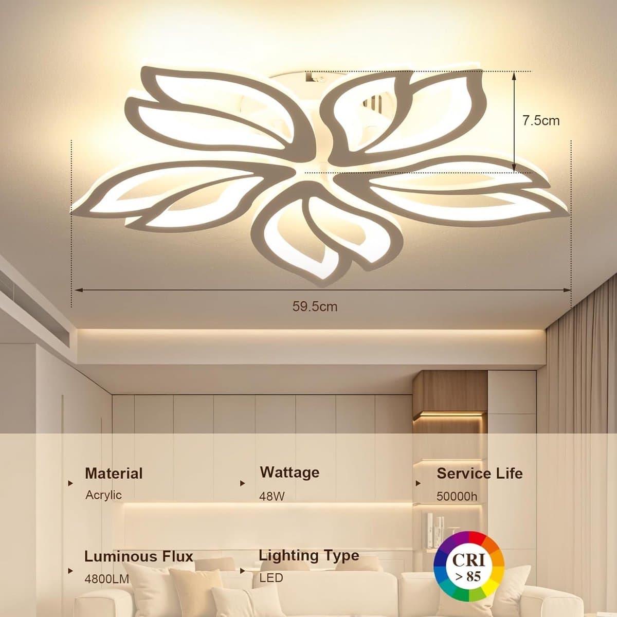 Dim- en kleurtemperatuur instelbare LED Plafondlamp met Afstandsbediening voor Woonkamer en Slaapkamer — afbeelding 1