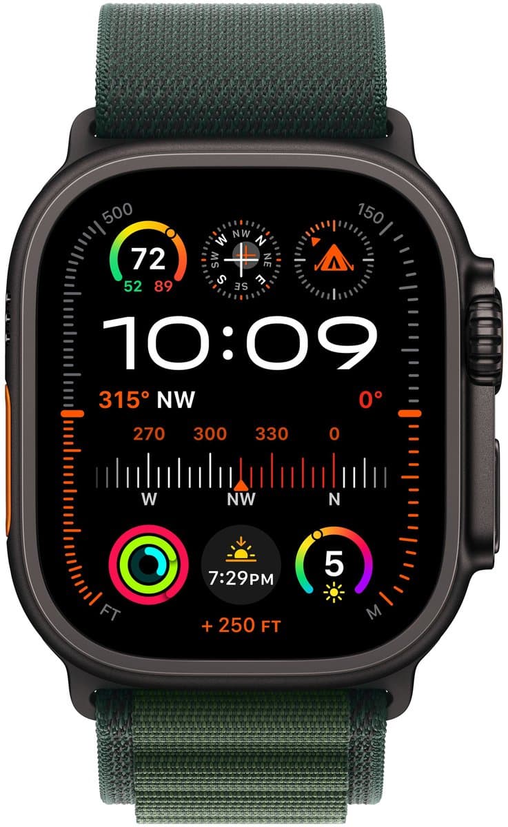 Apple Watch Ultra 2 GPS + Cellular - 49mm - Zwarte Titanium Case met Dark Green Alpine Loop - Small — afbeelding 1