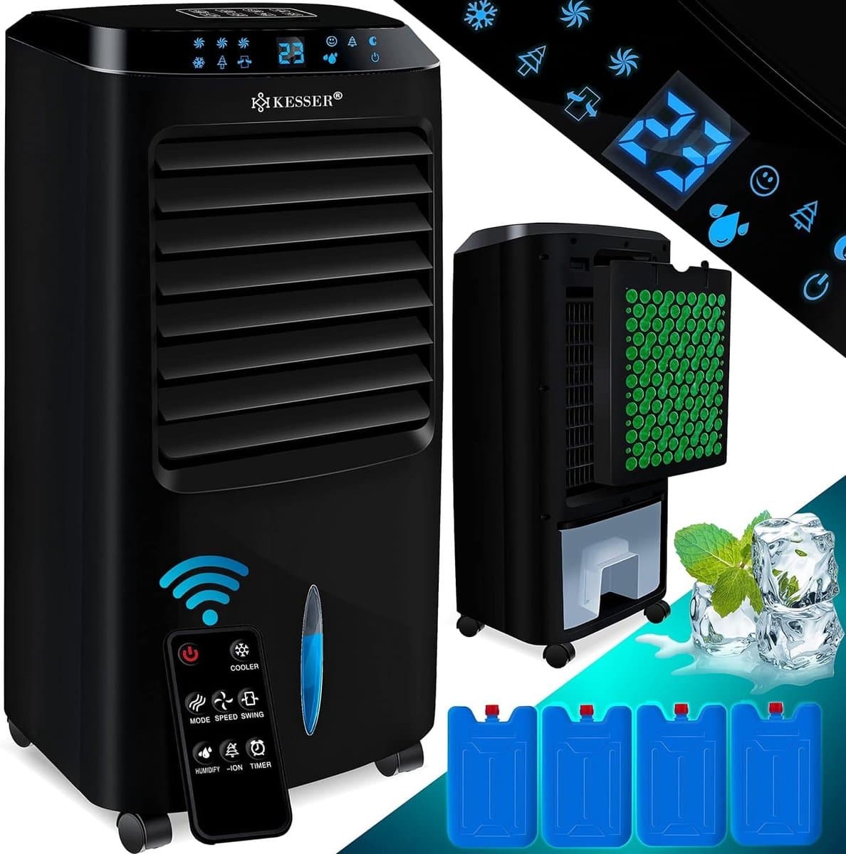4-in-1 mobiele airconditioner met afstandsbediening - ventilator, luchtkoeler en ionisator — afbeelding 1