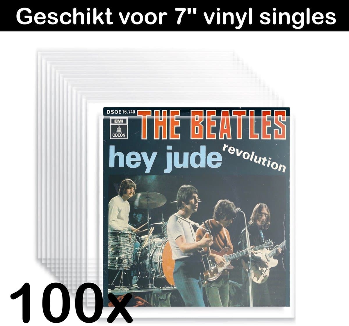 Singles Buitenhoezen voor 7 inch Vinyl – 100 stuks – VinylCare Essential ShieldSleeve – Hoes geschikt voor 7" Vinyl en 45 Toeren Singletjes – Beschermhoezen voor Singletjes – Buitenhoezen – Transparant – Polyethyleen – 100 Micron — afbeelding 1