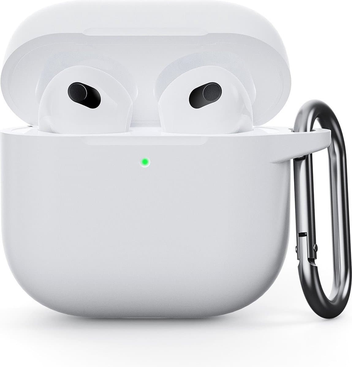 Coverup Hoesje - Geschikt voor AirPods 4 Hoesje - Coverup Siliconen AirPods Case met Sleutelhanger - Wit — afbeelding 1