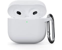 Coverup Hoesje - Geschikt voor AirPods 4 Hoesje - Coverup Siliconen AirPods Case met Sleutelhanger - Wit
