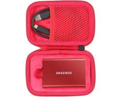 Hard Travel Case voor Samsung T7 / T7 Touch - Beschermhoes voor Externe SSD - Rood, Duurzaam en Compact
