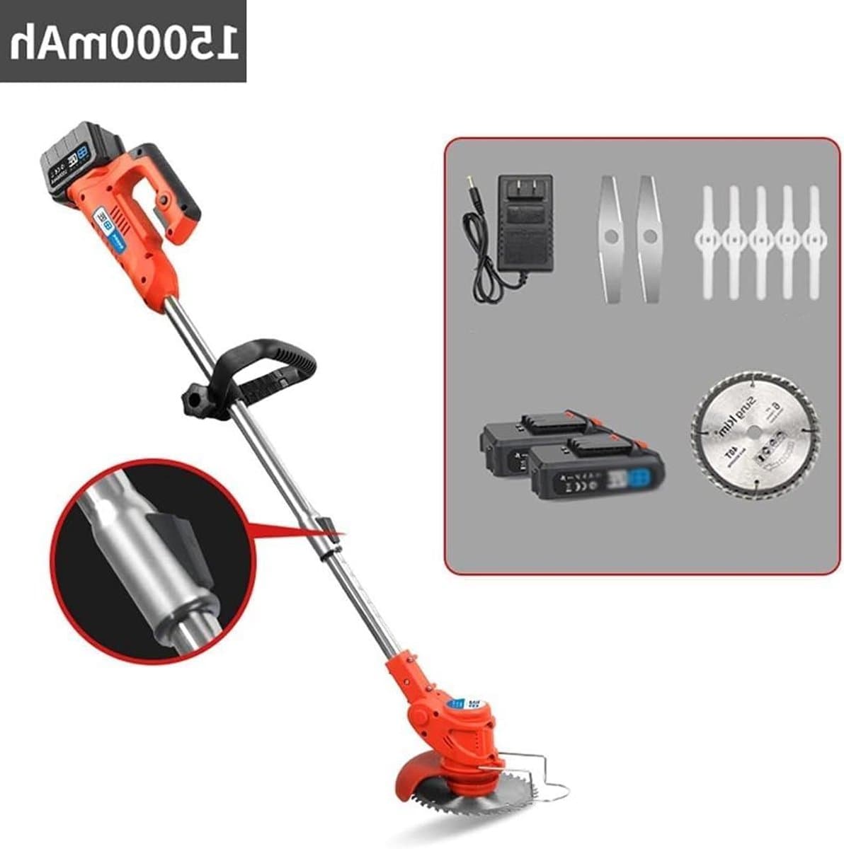 Elektrische Grasmaaier - Oplaadbare Grasmaaier - Tuinonderhoud - Lithium Batterij - 35 cm Snijbreedte - Oranje — afbeelding 1