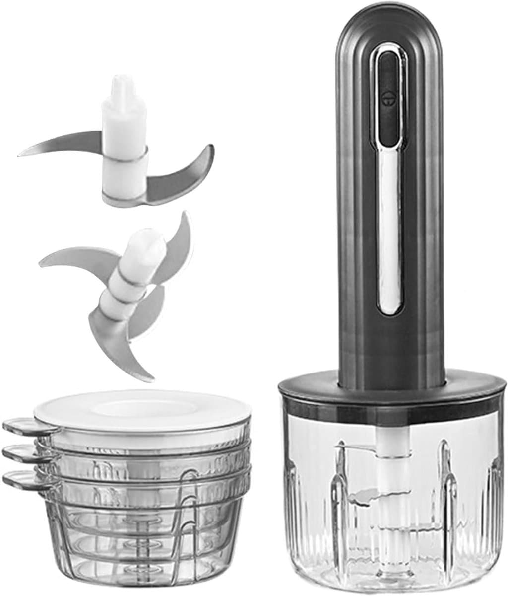 Elektrische Keukenmachine - Mini Hakker - Maaltijden Voorbereiden - USB-oplaadbaar Draadloos - 400 ml Kom - Zwart — afbeelding 1