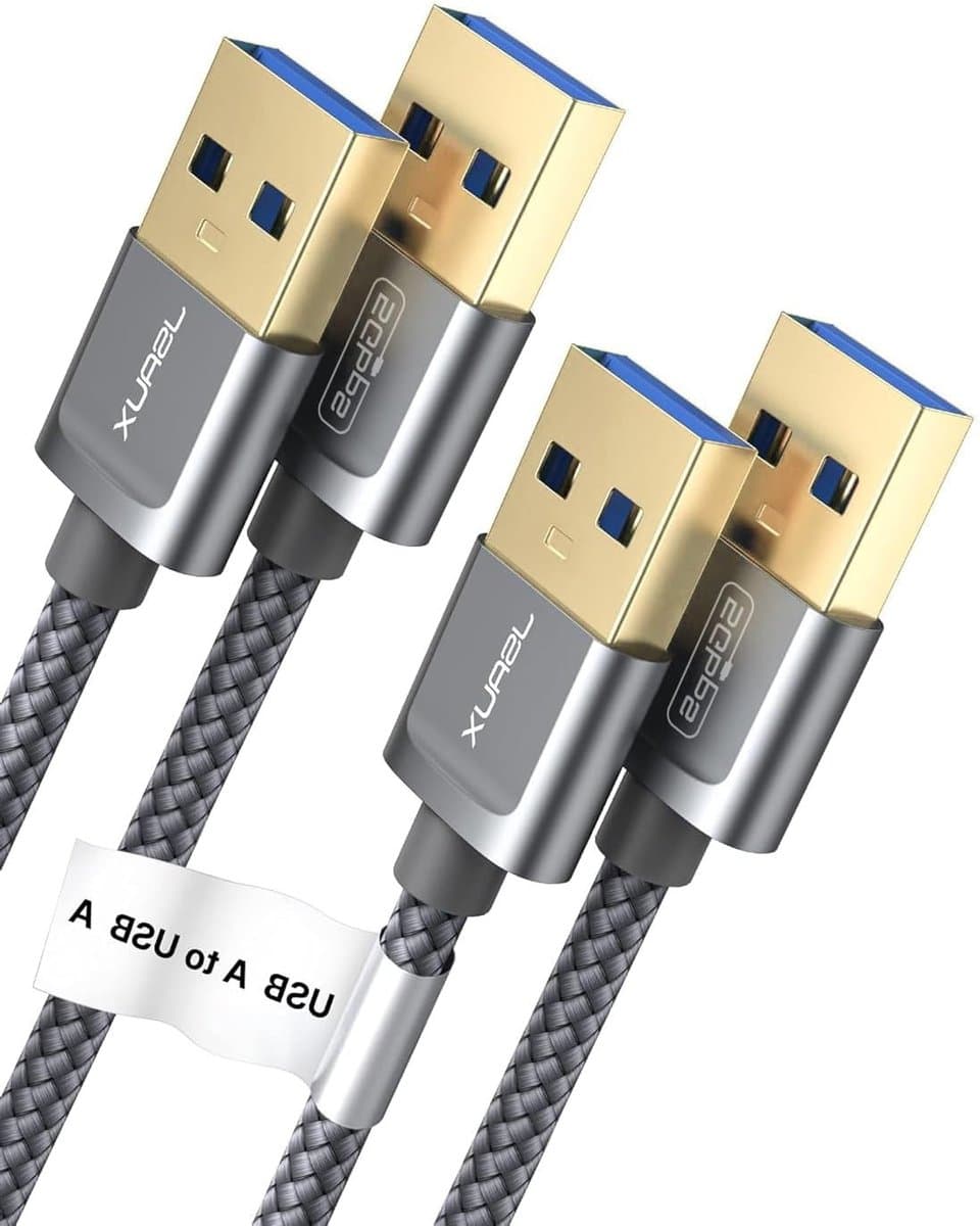 USB 3.0 Type A Male naar Male Datakabel, 2-pack (1M + 2M), Hoge Snelheid voor Externe Harde Schijf, Laptop en Blu-ray Speler, 1+2m Grijs — afbeelding 1