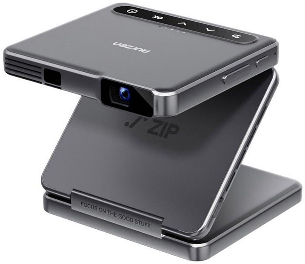 Aurzen - Zip - Mini Beamer - Pocket-Size - 720p - 100 ANSI Lumen - Auto Focus & Auto Keystone - 5.000 mAh Batterij - Draai- & Spiegelbaar - Ultradraagbare Projector - Grijs — afbeelding 1