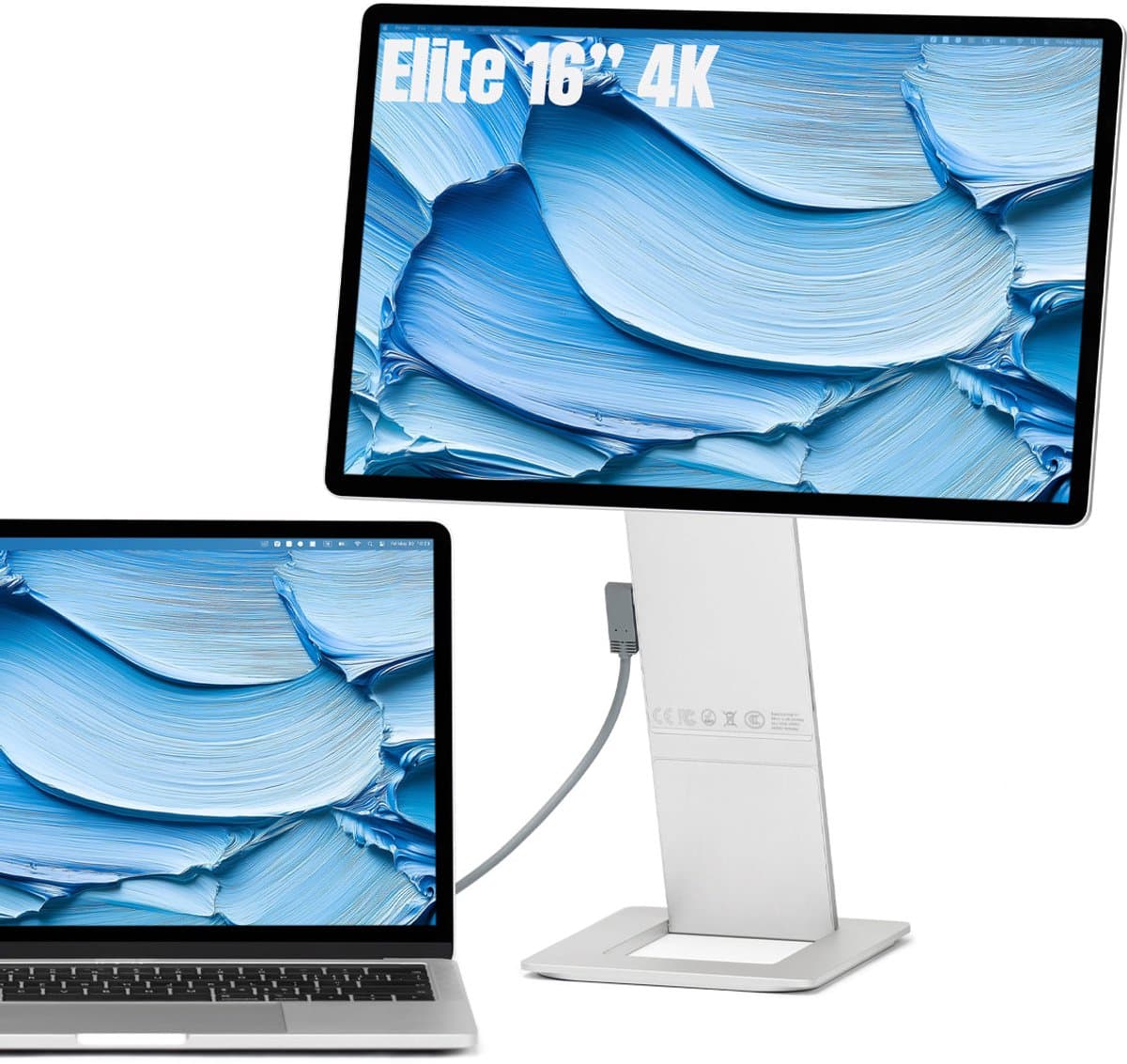 SOTSU® FlipAction Elite 16 inch Portable Monitor 4K UHD - Draagbare Monitor voor Laptop - Extra Scherm Laptop - USB-C 65W & Mini HDMI - 100% DCI-P3 - 450 Nits - Aluminium - Silver (Zilver) - Draagbaar Scherm — afbeelding 1