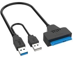 USB naar SATA Kabel - Externe Harde Schijf Adapter - Data Overzetten - USB 3.0 Snelheid - 2.5 Inch - Zwart