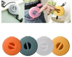 Kabelhaspel met Telefoonhouder voor USB-C, Hoofdtelefoon- en Gegevenskabels, 4 Stuks voor Thuis, Kantoor en School, Ideaal voor Organisatie en Opslag