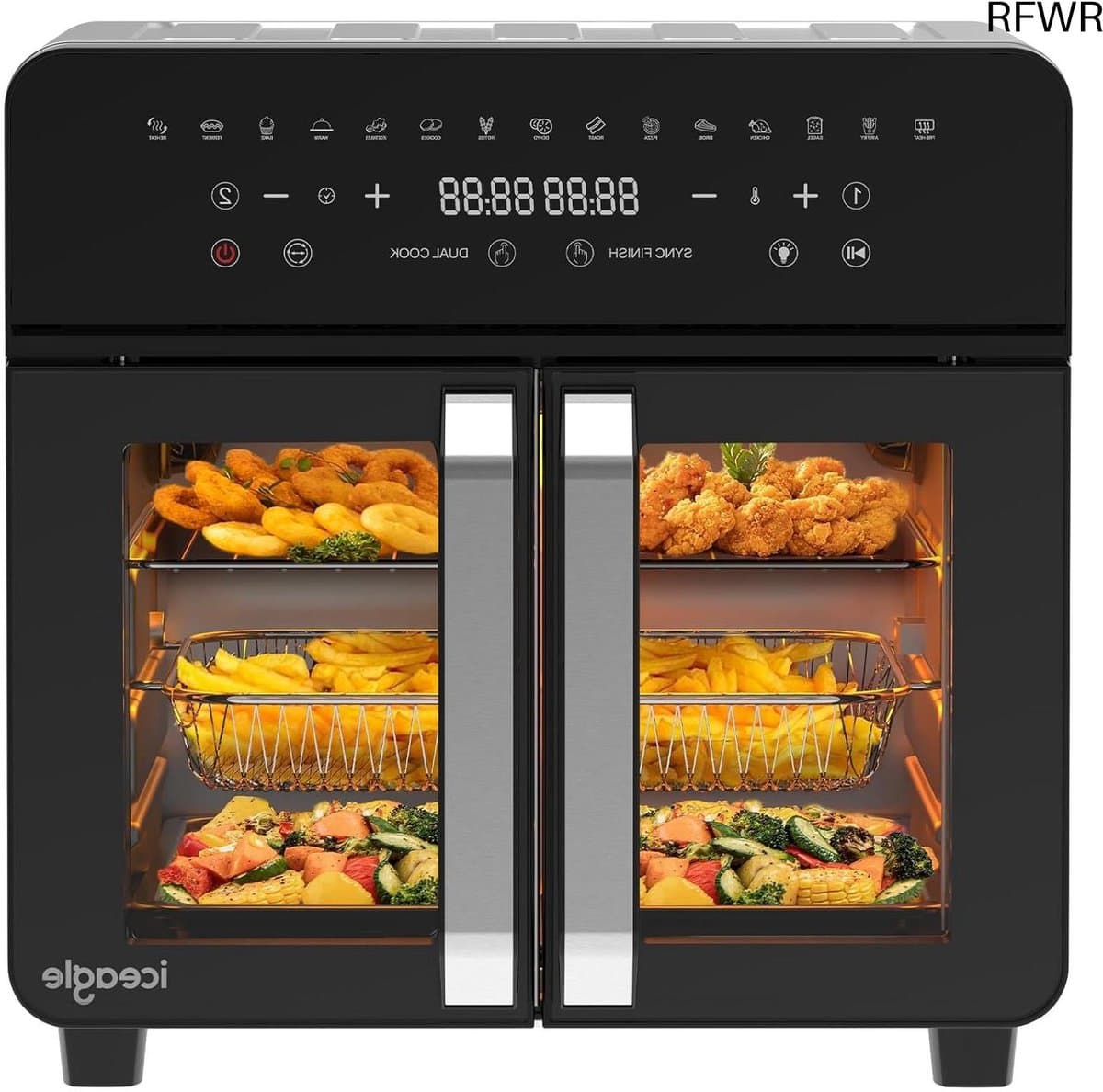 Heteluchtfriteuse Oven - Airfryer XXL Dubbele Kamer - Gezond Koken - Dubbele Kookzone - 23 Liter - Zwart — afbeelding 1