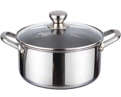 Cheffinger, Kookpan 20cm 3L met Anti-aanbak Honingraatcoating en Deksel, Zilver