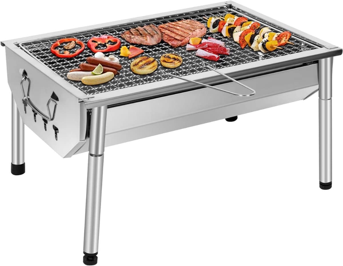 Florixa® Tafel Bbq Houtskool - Weber Bbq -Boretti Bbq - Houtskool - Zilver - 28cm x 40cm x 22cm — afbeelding 1