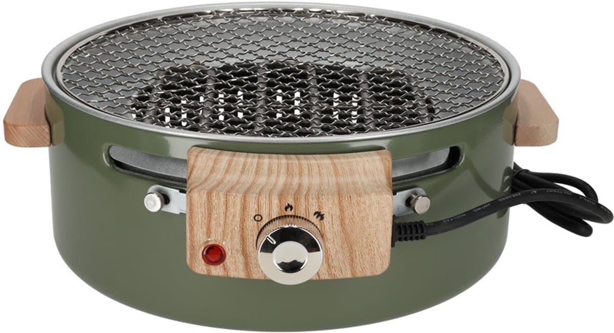 Norländer Hybride Bbq Tafelbarbecue Groen - Elektrisch en Houtskool - Voor Balkon, Tuin, Terras en Camping — afbeelding 1