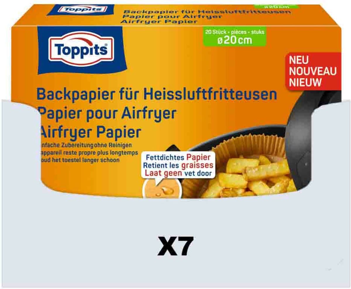Toppits Airfryer Papier 20 cm - 7 x 20 stuks - Voordeelverpakking — afbeelding 1