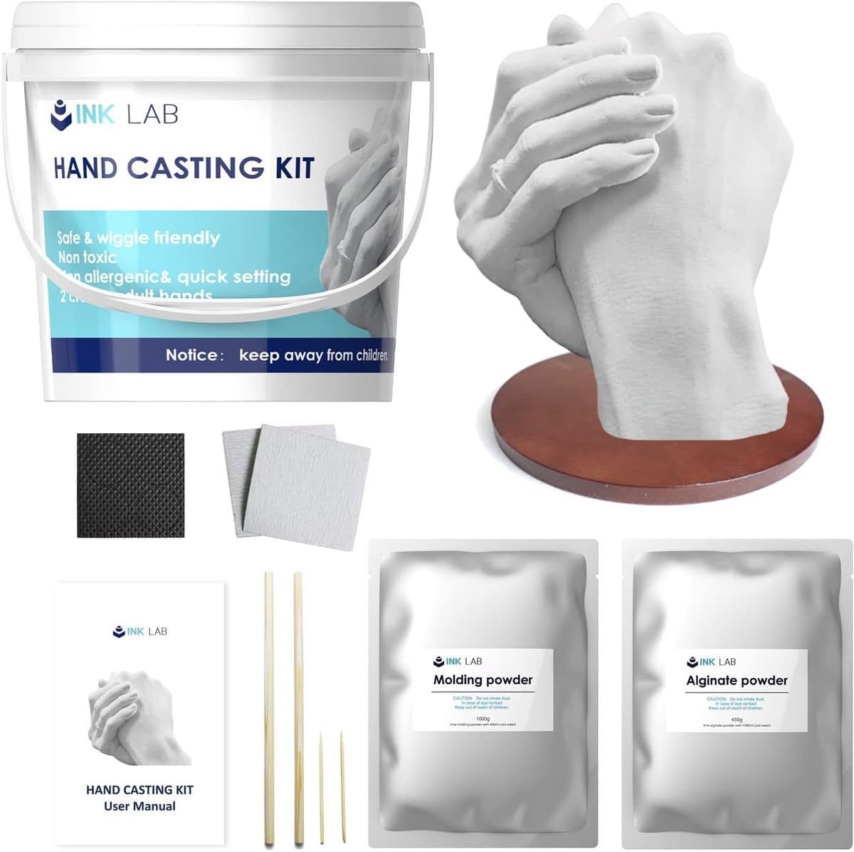 Handafdruk Set - Gipsafdruk Set - Herinneringen Maken - 3D Sculptuur - 20 x 19 x 17 cm — afbeelding 1