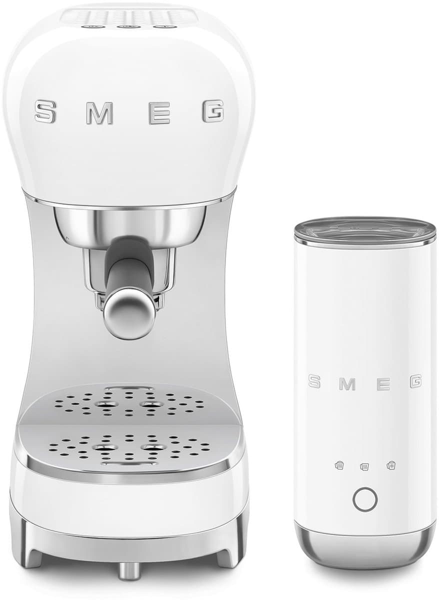 SMEG ECF12CREU Espressomachine Set – Melkopschuimer – 15 bar – Wit – 50’s Style — afbeelding 1