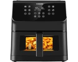 Airfryer met Venster - Friteuse zonder Olie - Gezond Koken - Grote Capaciteit 6.2L - 37x32x30 cm - Zwart