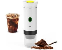 Draadloze, draagbare elektrische koffiemaker met USB-C-poort, zelfverwarmend, oplaadbaar, geschikt voor reizen, kamperen, campers, thuis, kantoor, enz. (wit)