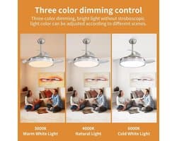 Stijlvolle Plafondventilator met 3 Kleuren LED Verlichting en Afstandsbediening – Stil & Energiezuinig