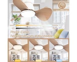 Kleine Plafondventilator met Verlichting en Afstandsbediening - Stil, Omkeerbaar en Energiezuinig
