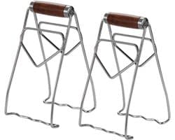 2-stuks Gripper Bowl -Roestvrijstalen klem voor hete schotels - Komklem - Multifunctionele klem voor potten en borden - Houten handvat - Opvouwbaar - Geschikt voor het verwijderen van schotels uit ovens, airfryers, magnetrons en stoomkokers - Zilver