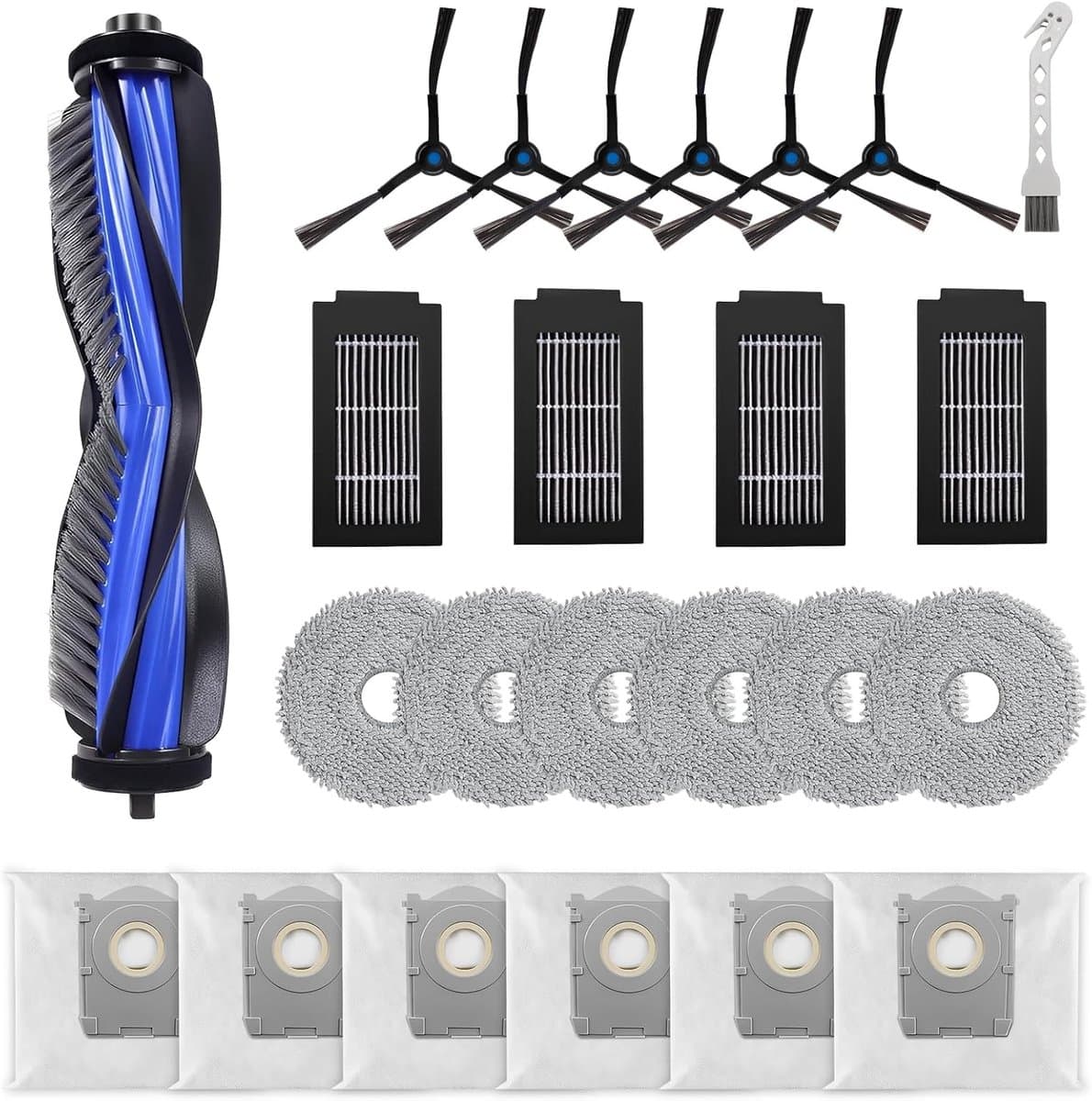 Accessoires gescht voor Ecovacs Deebot T50 Pro Omni / T50 Omni / T50 Max /T50 Pro stofzuiger, reserveonderdelen, accessoireset 1 hoofdborstel, 4 filters, 6 reinigingsdoeken, 6 stofzakken, 6 — afbeelding 1
