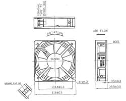 Axiale Ventilator 120x120x25mm 230V 19W 2000U/min voor Koeling en Ventilatie