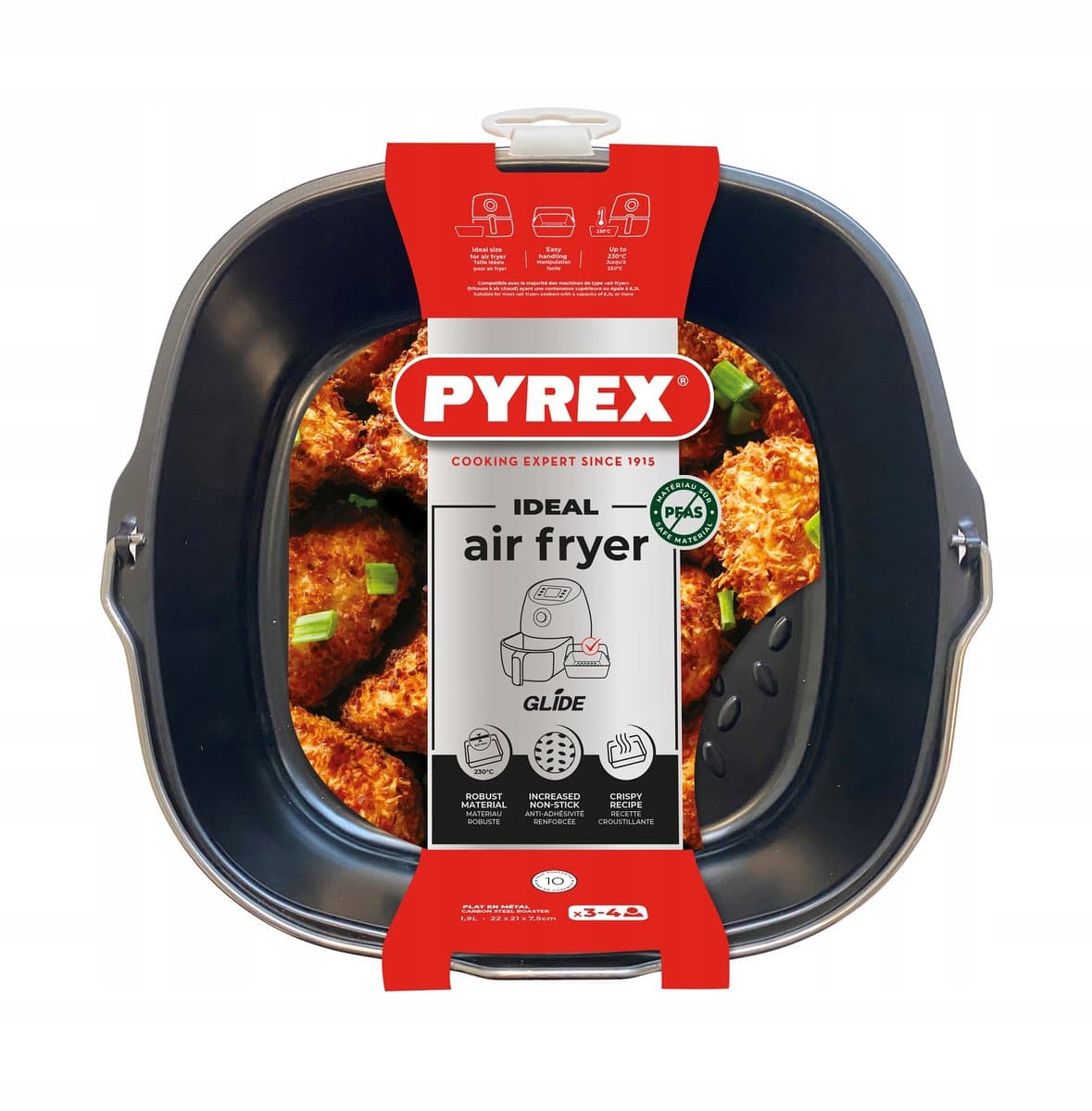 Pyrex Metalen mand/bak met handvat voor AIR FRYER 22x21 cm vierkant — afbeelding 1