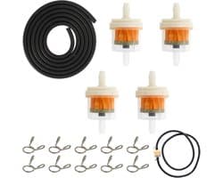 SnelShoppen - Brandstoffilter Set 4 Stuks Inclusief 1m Brandstofslang en 10 Slangklemmen voor Moped, Grasmaaier en Motorfiets