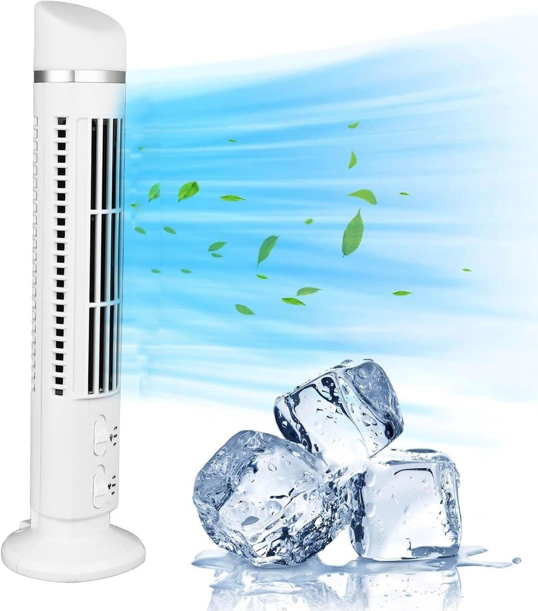 Bladloze Ventilator - Torenventilator USB - Stille Koeling - Veilig voor Kinderen - 10x11x39 cm - Wit — afbeelding 1
