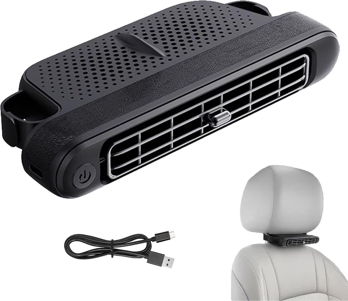 Draagbare USB-ventilator voor auto, USB-ventilator met 3 snelheidsmodi, instelbare dubbele wind, 180 graden sterke wind, geluidsarm, voor auto, vrachtwagen — afbeelding 1