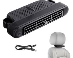 Draagbare USB-ventilator voor auto, USB-ventilator met 3 snelheidsmodi, instelbare dubbele wind, 180 graden sterke wind, geluidsarm, voor auto, vrachtwagen