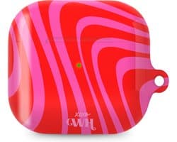 xoxo Wildhearts hoesje geschikt voor AirPods 3 - Berry Much - Glossy - Ook als telefoonhoesje verkrijgbaar - schokbestendige case - koptelefoon hoesje - Glimmend - Beschermhoes met golvende print - golven - Rood - Roze