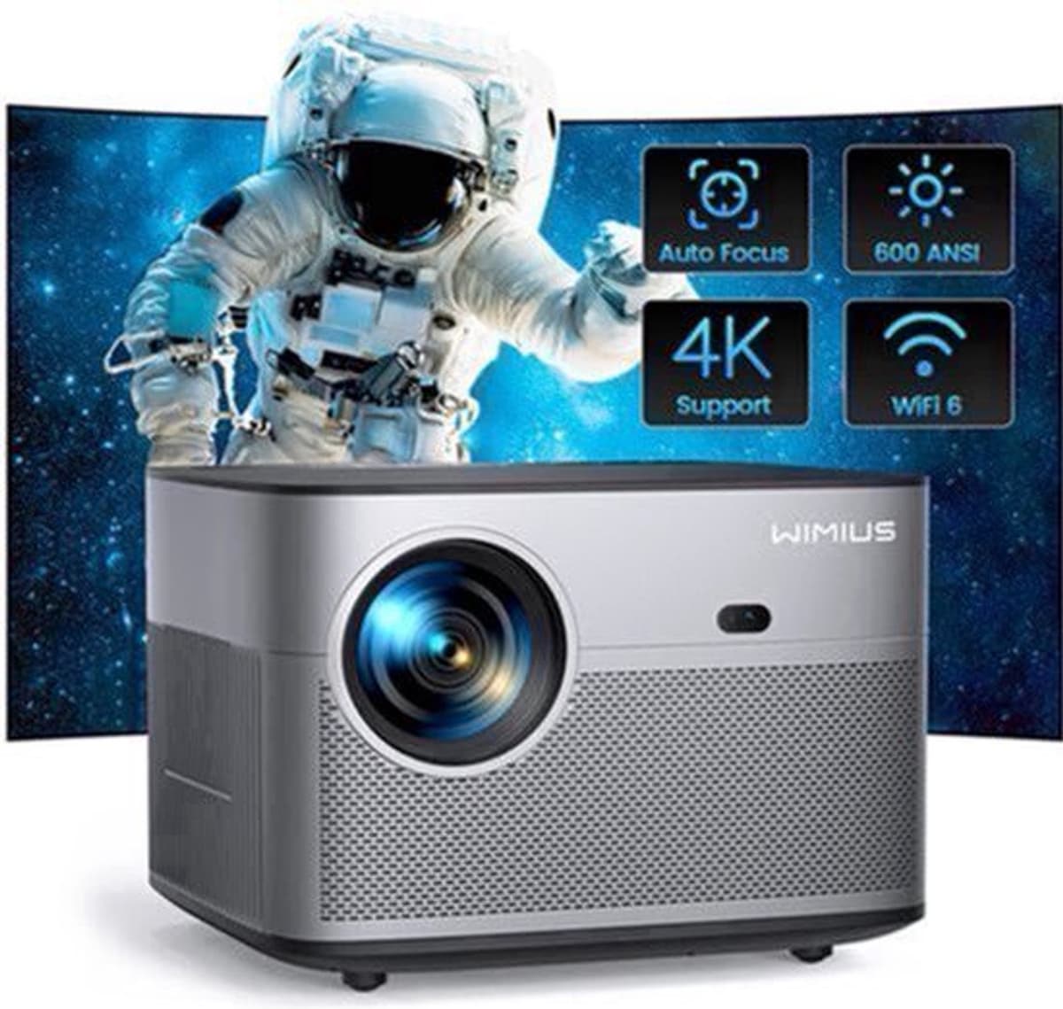 Wimius - Beamer - Projector Beamer - Mini Meamer - Full HD 1080P - 1920x1080dpi - Automatische focus - met WiFi - 15000lumens — afbeelding 1