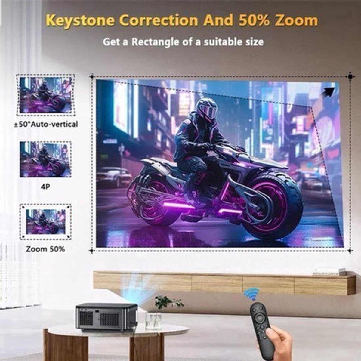 Xiwbsy - 8G Manual Focus1 - Beamer - Projector Beamer - Mini Meamer - 4k - Full HD 1080P - 1920x1080dpi - Automatische focus - met WiFi - 25000Lumens - 108W - Zwart — afbeelding 1