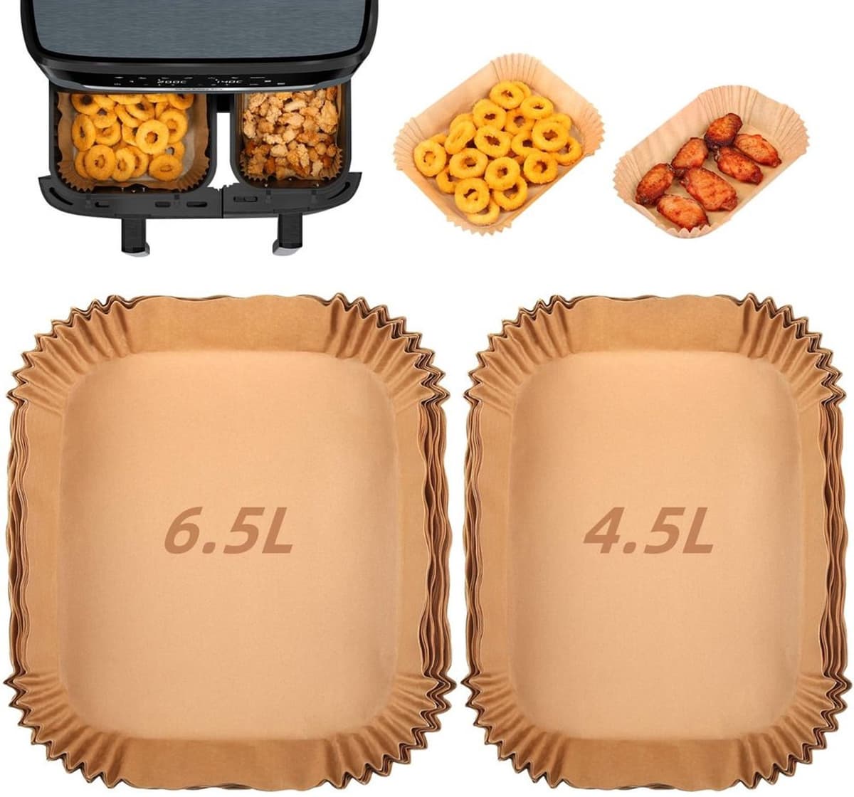 Air Fryer Liners - Voor Tefal XXL Dual Easy Fry, 100 Stuks — afbeelding 1