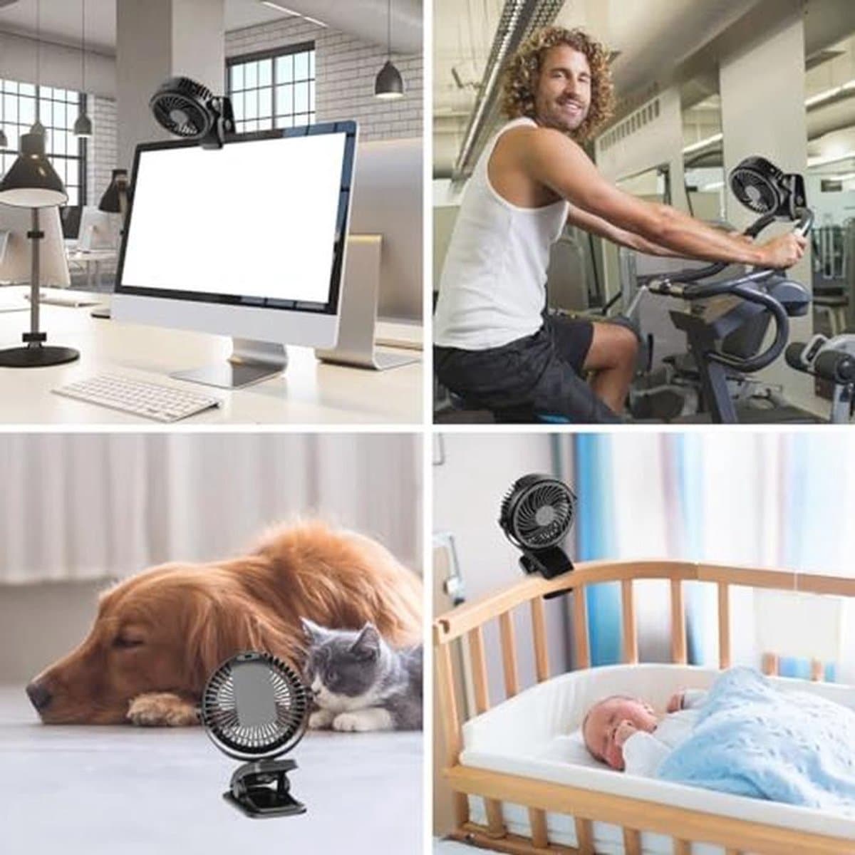 Draagbare Mini USB Ventilator met 2800 mAh, 360 Graden Rotatie en 3 Snelheden voor Slaapkamer en Kantoor — afbeelding 1