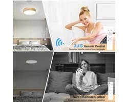 Dimbare Houten Plafondlamp 3000K-6000K met Afstandsbediening - Moderne LED Lamp voor Woonkamer, Slaapkamer en Hal, 32W, 30 cm, Gouden