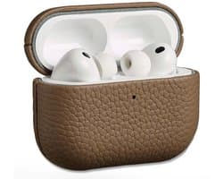 Accezz Echt Leren Case - Hoesje geschikt voor AirPods Pro 3 - Taupe