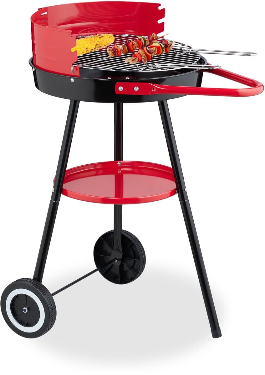 barbecue op wielen - Ø 40 cm - hoogte verstelbaar rooster - windvanger — afbeelding 1