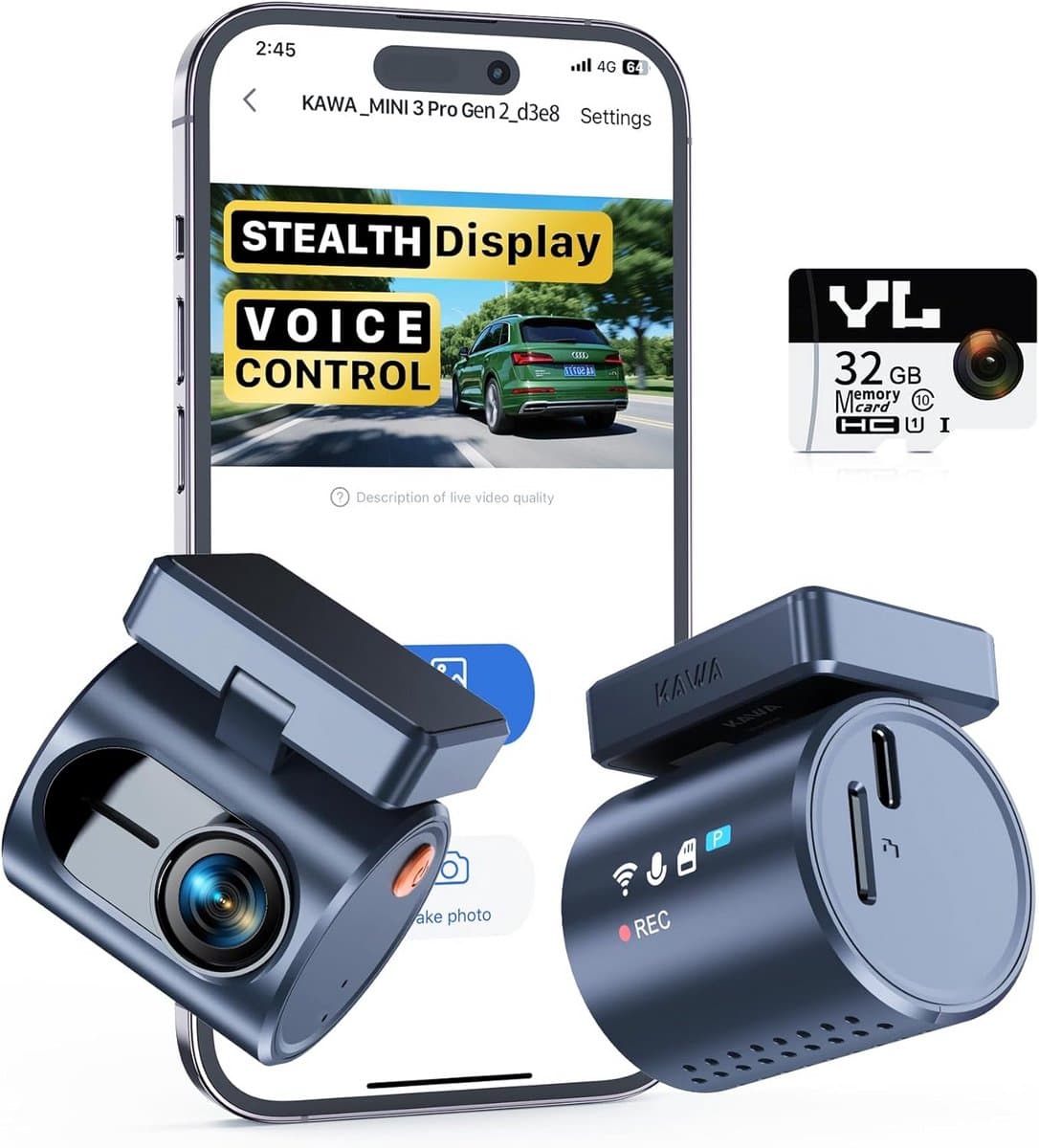 Auto Camera - Dashcam Voorruit - Veilig Rijden - Compact Ontwerp - 2K QHD Resolutie - Zwart — afbeelding 1