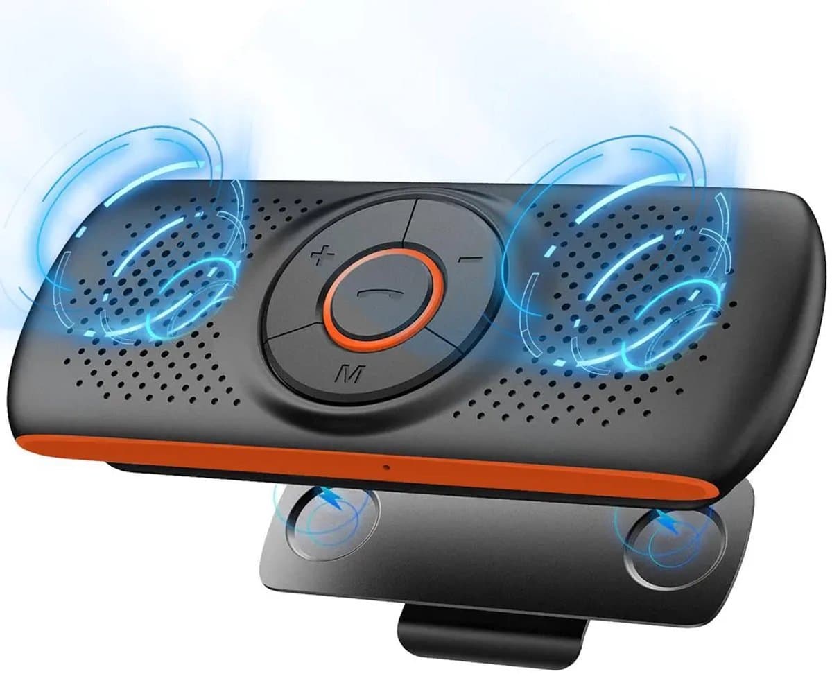 Autoluidspreker met Bluetooth, geschikt voor mobiele telefoon, draadloze muziekbox, met houder voor zonneklep, ondersteunt muziekweergave. — afbeelding 1