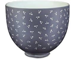 Keramische Mengkom - Bakkom - Bakken en Mixen - Vintage Floral Design - 4.7 Liter - Blauw