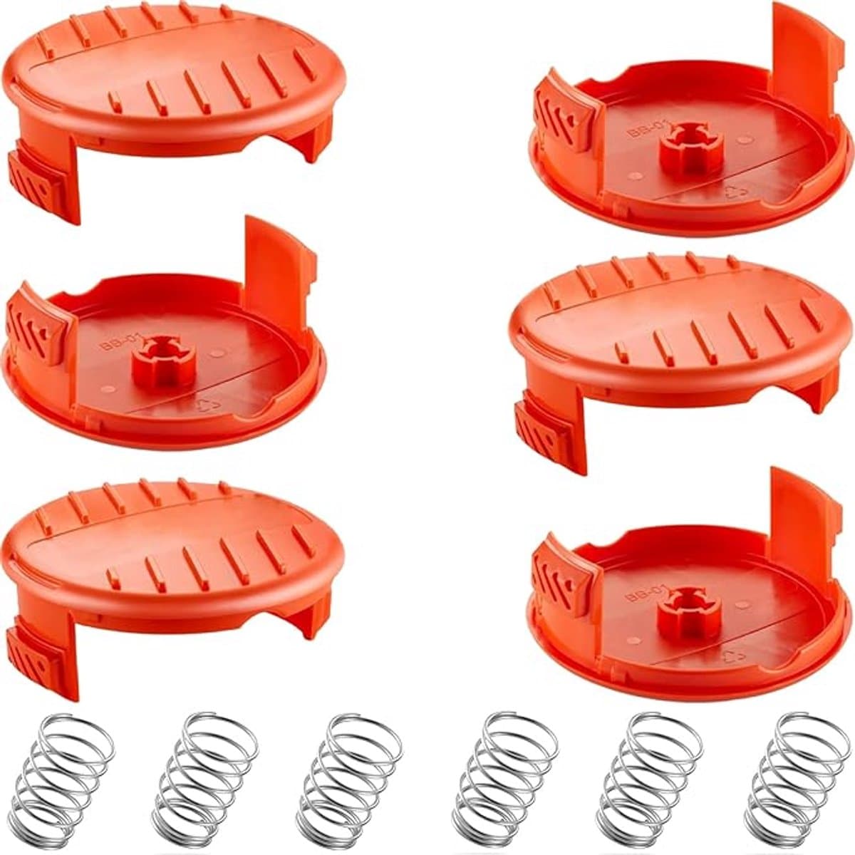 6 stuks, geschikt voor RC-100-P vervangende trimmer spoeldoppen, geschikt voor Black Decker GH900 GD600 GH610 GH900 GH912 ST6600, fijne snoertrimmer grasmaaier spoeldoppen, geschikt voor RC100P trimmer dop onderdelen — afbeelding 1