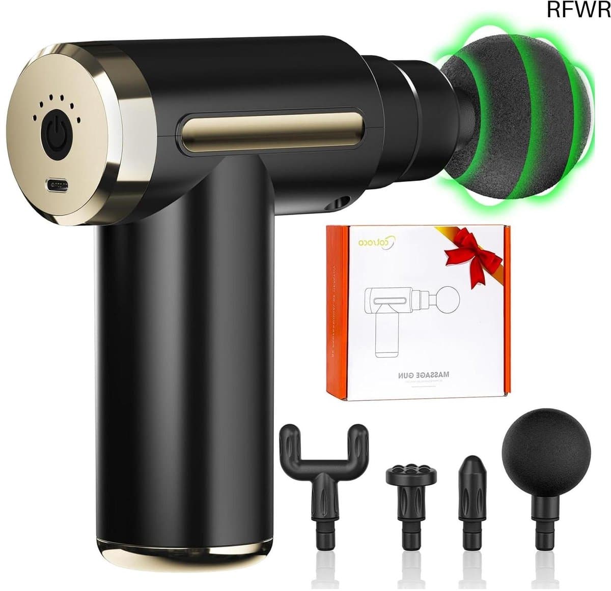 Mini Massage Gun - Spier Stimulator - Spierherstel Bevorderen - Drukgevoelige Activatie - 11 x 4 x 9 cm - Zwart — afbeelding 1