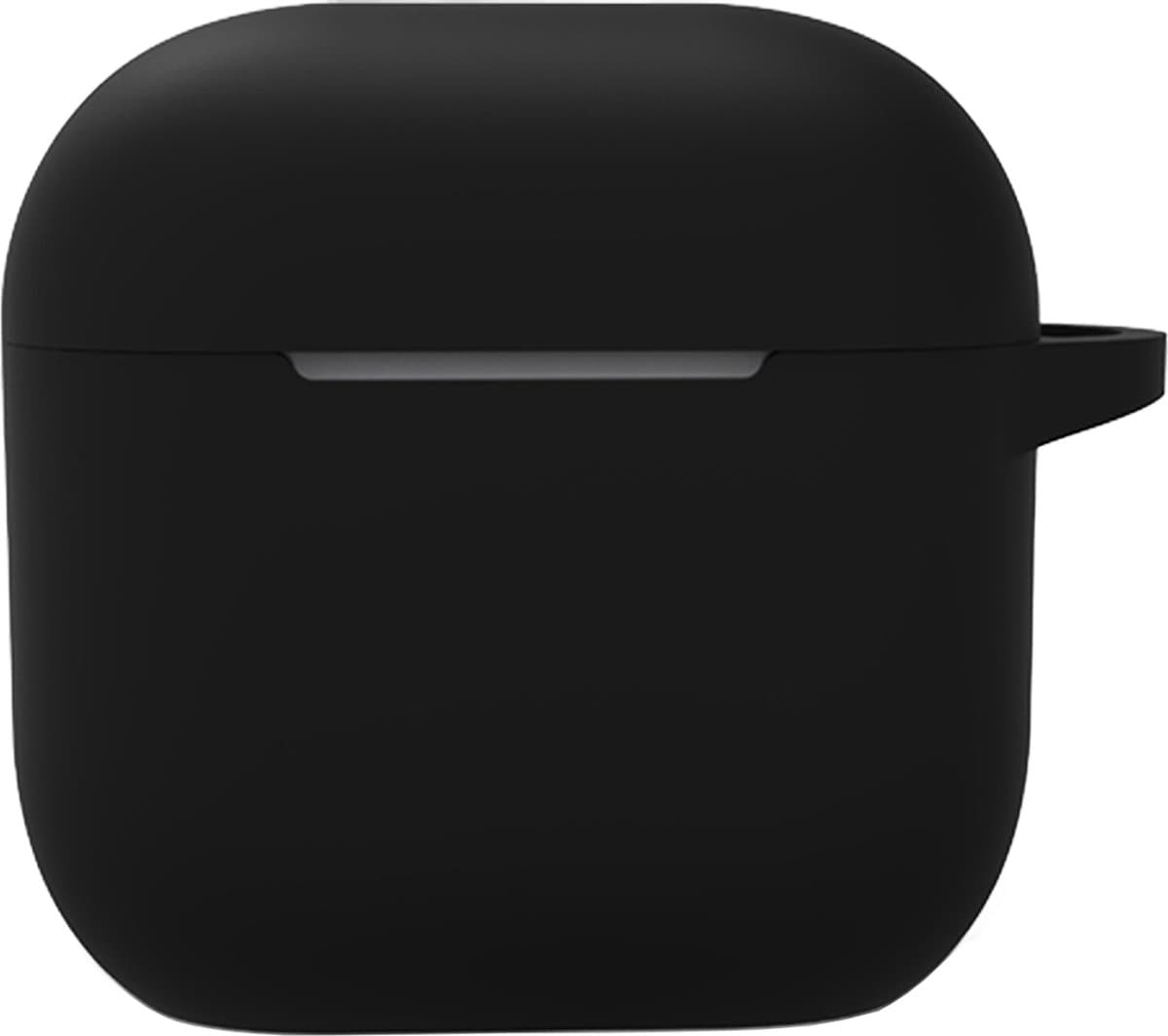 Hoesje - Geschikt voor Apple AirPods 4 - met Clip - Siliconen Hoes - Silicone Case Cover - Zwart — afbeelding 1