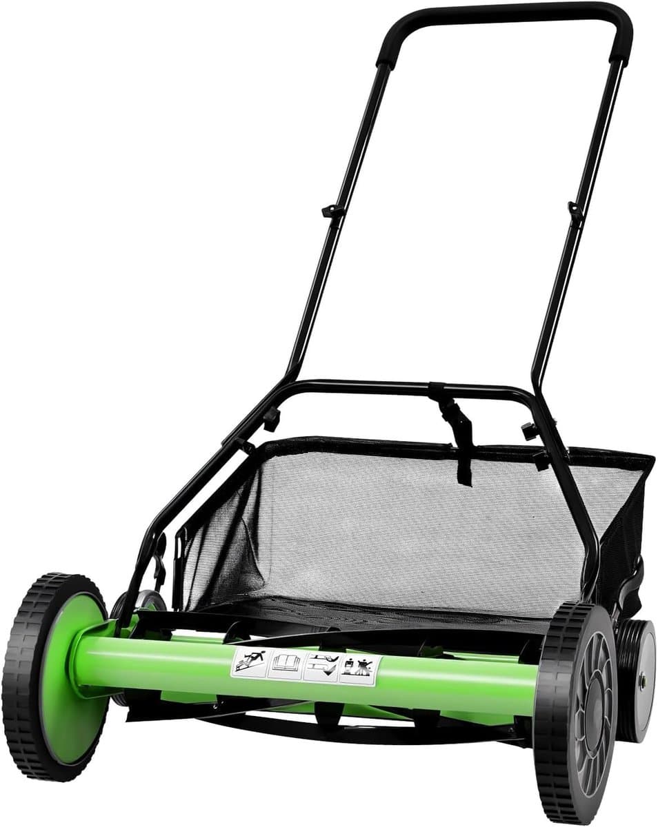 Handmatige Grasmaaier - Duwmaaier Spoelmaaier - Gazon Onderhoud - Stille Werking Geen Benzine - 508 cm Snijbreedte - Groen Zwart — afbeelding 1